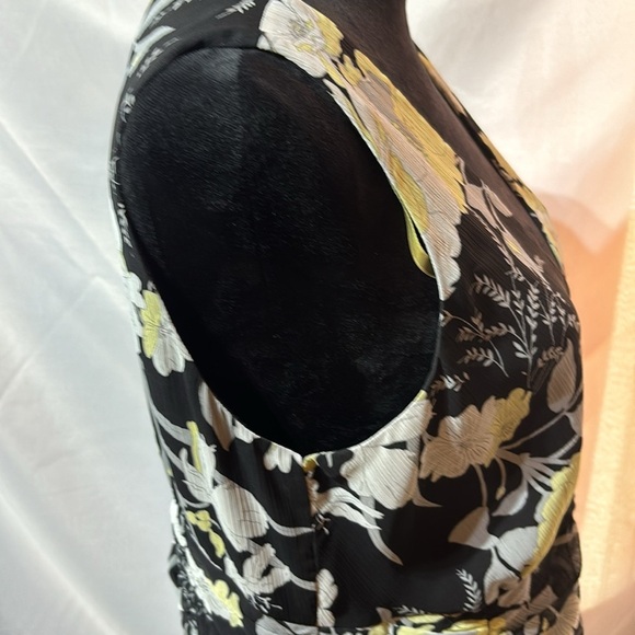 BOGO STUDIO 1 Black/Yellow/Gray Floral V-Neck Dress Size 14 NWOT - Picture 8 of 12